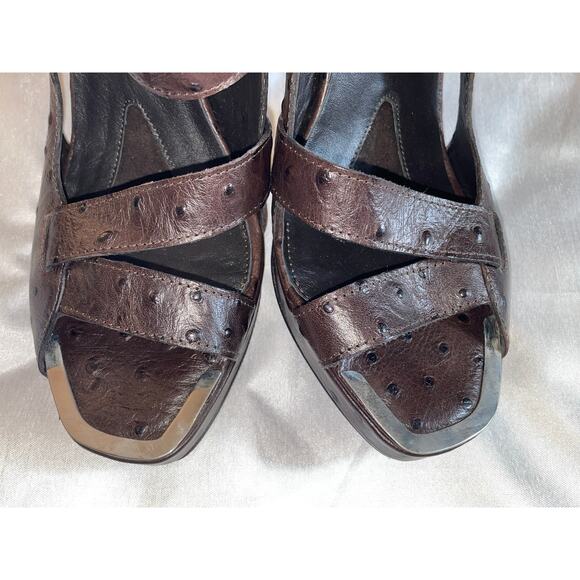 Donald‎ Pliner Espresso Ostrich Heels - Size 9 1/2 M - New Without Box - Picture 4 of 14